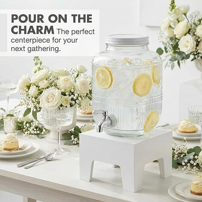 Beverage Dispenser 1 Gallon, Glass Drink Dispenser
