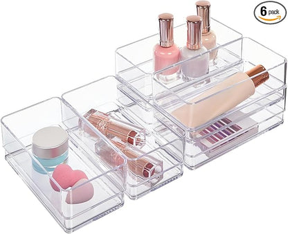 STORi SimpleSort 6-Piece Stackable Clear Drawer Organizer Set | 6" x 3" x 2"