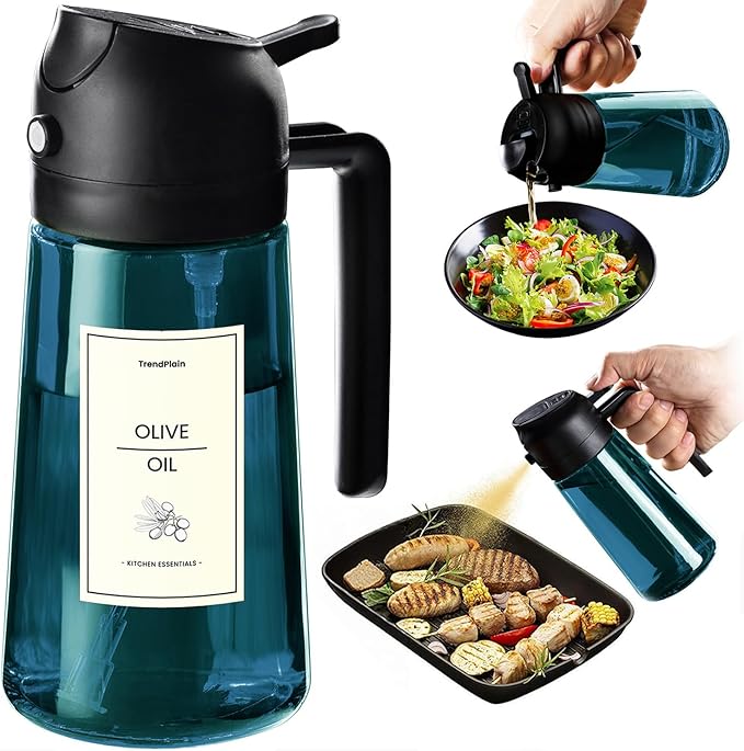 TrendPlain 16oz/470ml Blue Glass Olive Oil Sprayer