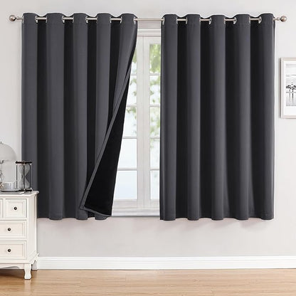 ChrisDowa 100% Blackout Curtains 63 inch Long