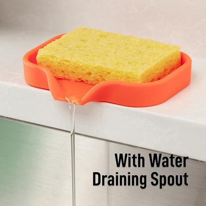 Zulay Kitchen Small Silicone Sponge Holder – Space-Saving Sink Organizer Tray