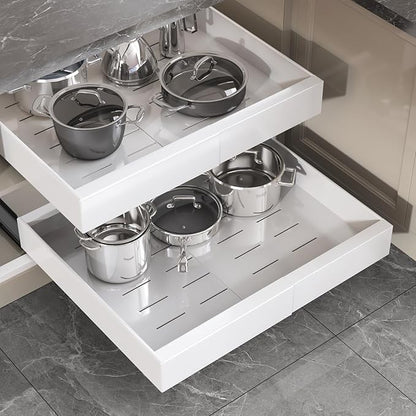 Seinloes 2 Pack Pull Out Cabinet Organizer 19" Deep, Full Extension 3 Slide