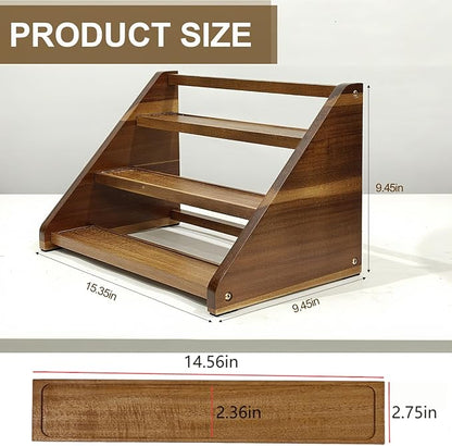 Acacia Wooden Spice Rack for Countertop