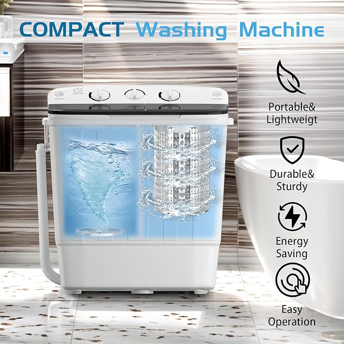 Portable Twin Tub 18lbs Washing Machine