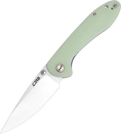 CJRB Feldspar Pocket Folding Knife Stonewash AR-RPM9 Steel Blade G10 Tactical Handle EDC Knives Green-Large (J1912)