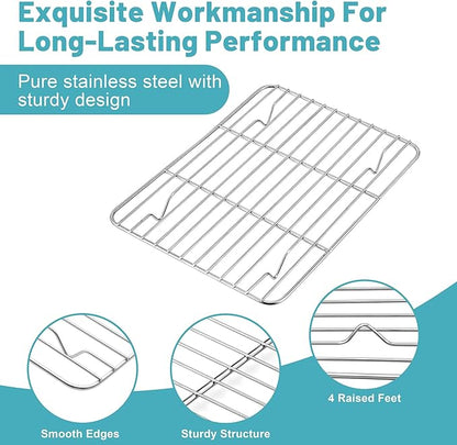 TeamFar Cooling Rack, 8.75” x 6.25” Stainless Steel Wire Baking Rack