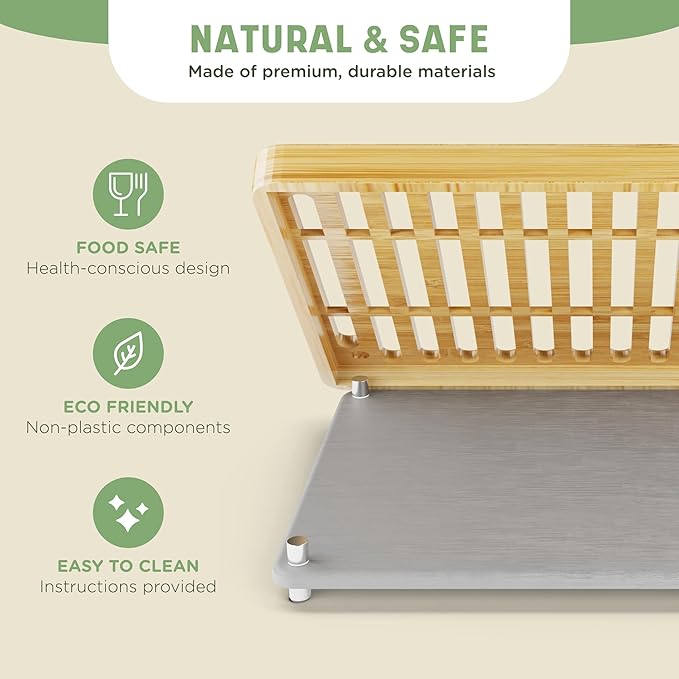 NIUM Stone Drying Mat for Kitchen Counter & Bamboo Rack
