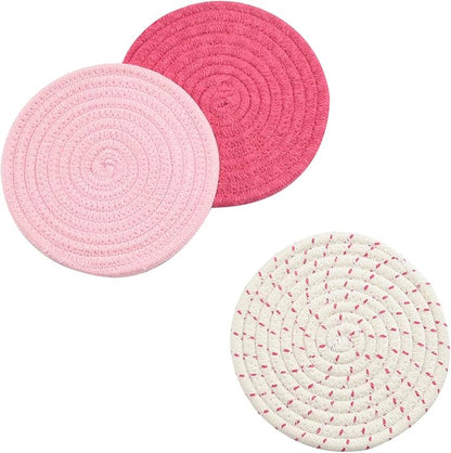Kitchen Potholders Set Trivets Set 100% Pure Cotton Thread Weave Hot Pot
