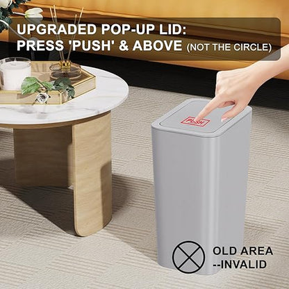 3 Pack 10 Liter / 2.6 Gallon Bathroom Trash Can, Small Trash Can