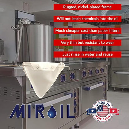Miroil CONE2B Small Fryer Filter Bag & D Size Frame, MirOil EZ Flow Filter Bag and Frame Combination Set, Ideal for use with MirOil 30L Oil Caddy, Part 02742, Durable, Easy to Clean with Hot Water