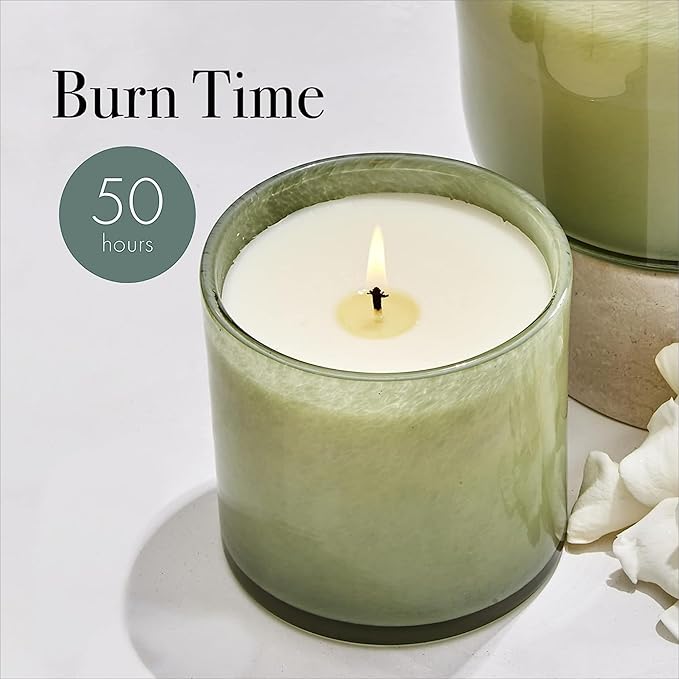 LAFCO New York Classic Candle, Fresh Cut Gardenia - Pack of 2, 6.5 oz - 50-Hour Burn Time - Reusable, Hand Blown Glass Vessel - Made in The USA