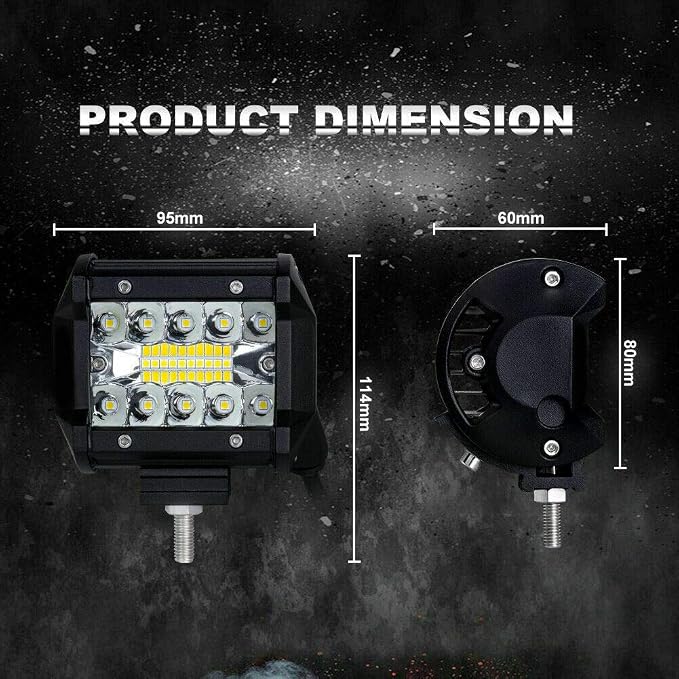 4 Inch Led Pod 60W 12000LM Triple Row Spot Flood Combo Off Road Fog Driving Light for Truck ATV UTV SUV Boat, 8 Pack