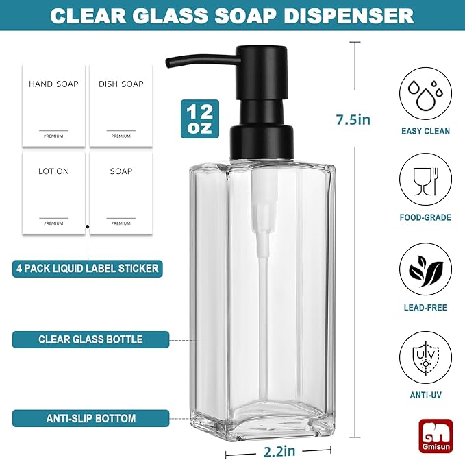 GMISUN Glass Soap Dispenser