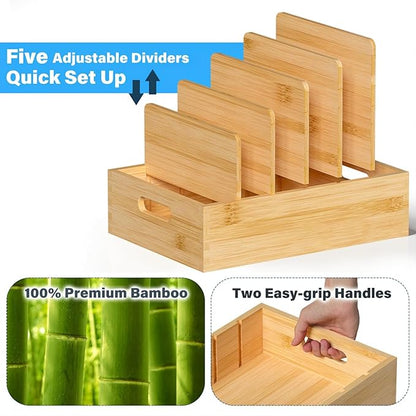 Kiasthome Bamboo Lid Organizers Inside Cabine, Kitchen Cabinet Organizer