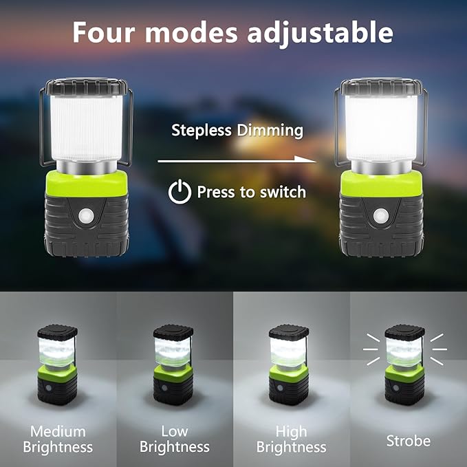 3Packs LED Camping Lantern Rechargeable 1000LM, 4500mAh Power Bank, IP44 Waterproof Lantern Flashlight for Hurricane Emergency, Hiking