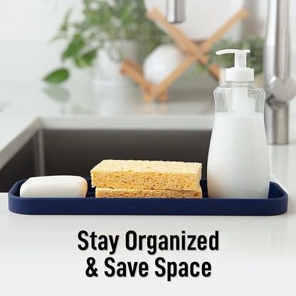 Zulay Kitchen Large Silicone Sponge Holder – Flexible Sink Organizer Tray