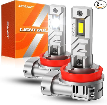 SEALIGHT H11 Light Bulbs, H8/H9 /H16 Bulbs, 30,000LM High Power 8×Brighteness for ATVs & Powersports, 99% Compatibility, 10 Years Lifespan, Plug and Play, Pack of 2