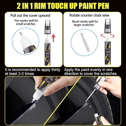 Rim Touch Up Paint(Aero-G Metallic(WPB-8277)) for Tesla Model 3 Performance 20" Zero-G Wheel/Model S Plaid 20" Zero-G Wheel, 2 in 1 Car Wheel Scratch Repair Kit, Quick & Easy Remover Curb Rash