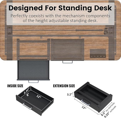 UNITEDPOWER Under Desk Drawer Storage, Pull-Out Office Hidden Counter Drawer