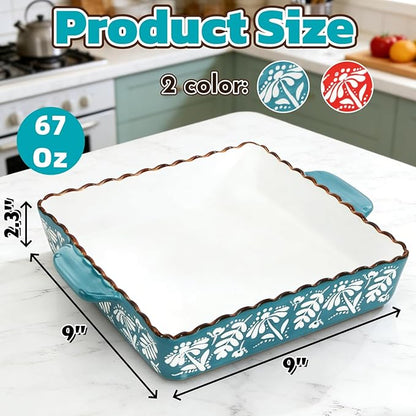 2 Pack Ceramic Baking Dish, 9 x 9 inch Porcelain Square Bakeware