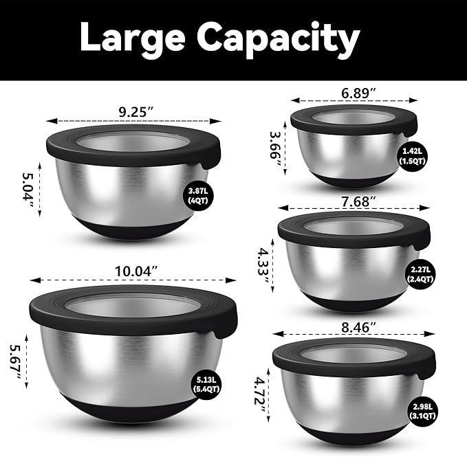 KITEISCAT Stainless Steel Mixing Bowls