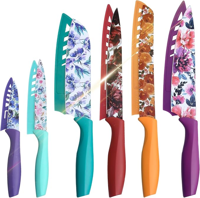 UPTRUST Knife Set, 12-piece Kitchen Knife Set Nonstick Coated, Professional