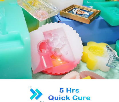 BBDINO Silicone Mold Making Kit, Mold Making Silicone 20A Translucent 4.4 lbs, Liquid Silicone for Mold Making 1:1 by Volume, Ideal for Casting Resin, Soap, Plaster, Wax Silicone Molds