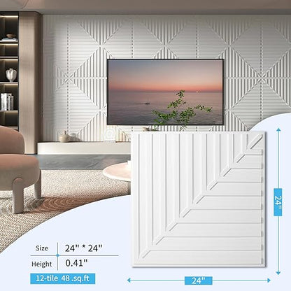 Art3d 12-Pack Drop Ceiling Tiles 2x2 FT, PVC 3D Textured Panels