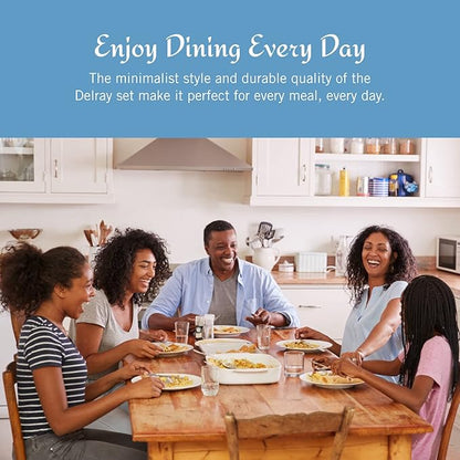 Mikasa Delray 40-Piece White Dinnerware Set, Service for 8, Durable Porcelain Plates, Bowls, and Mugs, Dishwasher and Microwave Safe