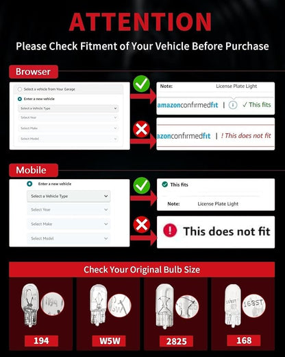 LASFIT 194 LED Bulb Blue 168 T10 192 2825 W5W LED Bulb Canbus Error Free, Non-Polarity 400LM Extremely Bright for Dashboard Light, Dome Map Courtesy Door Trunk Cargo Lights, Pack of 2