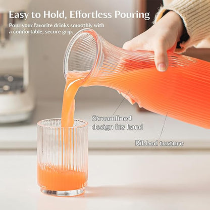 INSETLAN 1 Liter Ribbed Glass Carafe