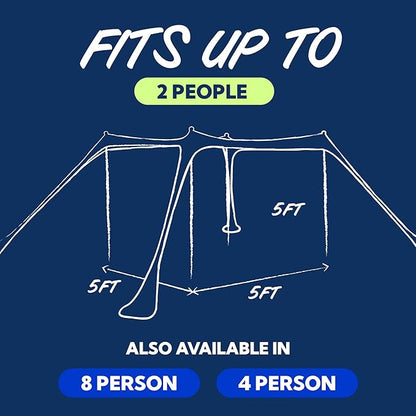 SUN NINJA Beach Tent Sun Shelter UPF50+ - Easy Pop Up Beach Canopy - Outdoor Shade for Camping Trips, Fishing, Backyard Fun Picnics - Sand Shovel, Ground Pegs & Stability Poles