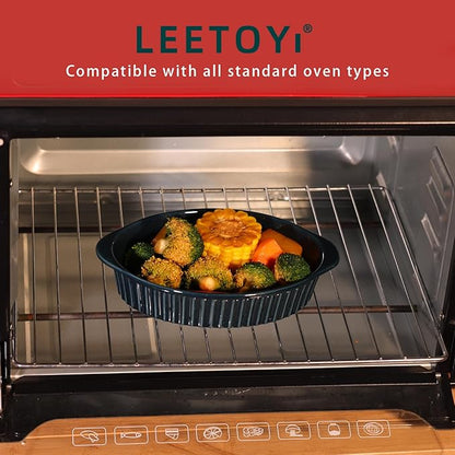 LEETOYI Porcelain Small Oval Au Gratin Pans, Baking Dish Set