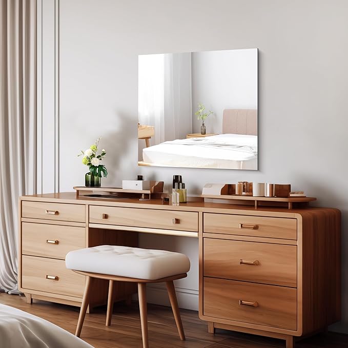 CILIBER Frameless Mirror, 24x24 inch Square Bathroom Mirrors