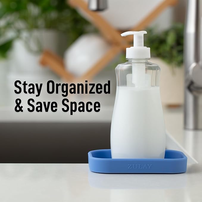 Zulay Kitchen Small Silicone Sponge Holder – Space-Saving Sink Organizer Tray
