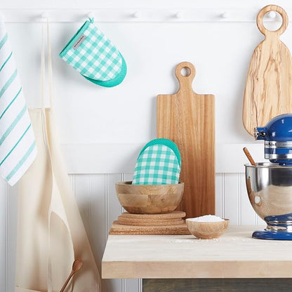 KitchenAid Albany Mini Oven Mitt 2-Pack Set, Aqua Sky