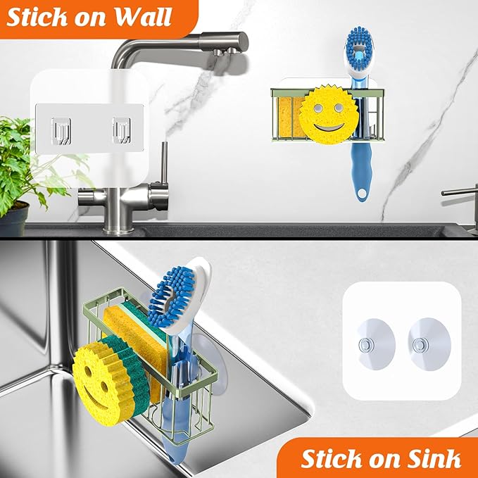 MURLONG Sponge Holder Smiley Face, Sink Caddy, Sink Organizer