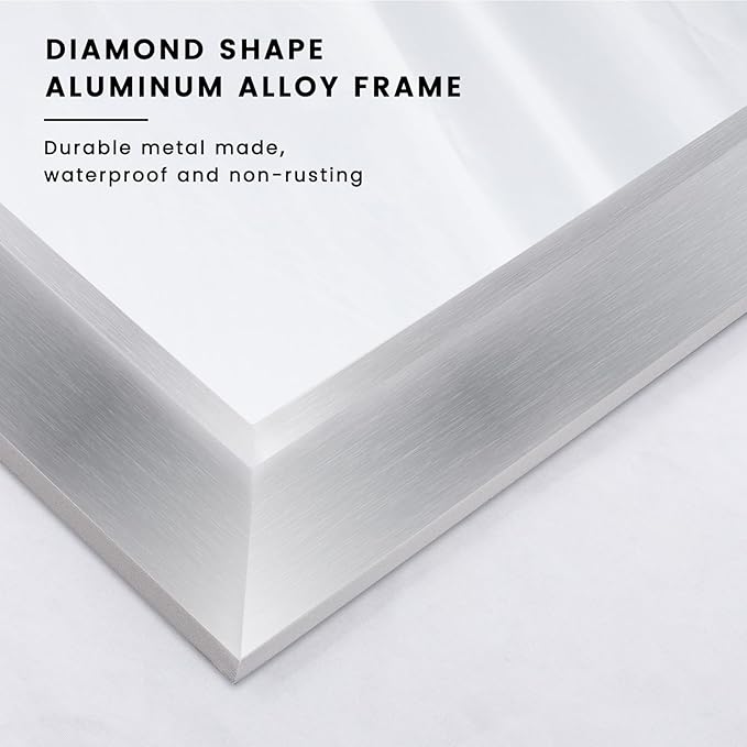 Amorho 22x30 Inch Bathroom Mirror Silver, Thick Metal Framed Wall Mirrors