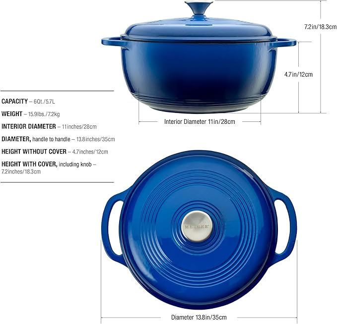 Mercer Culinary Enameled Cast Iron Round Dutch Oven, 6 qt.