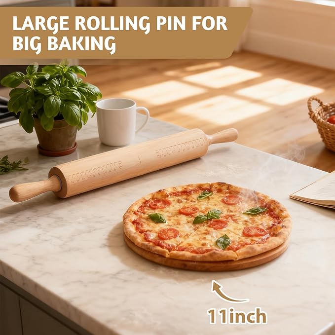 Long Adjustable Wood Rolling Pin: 21.1 Inch Rolling Pin