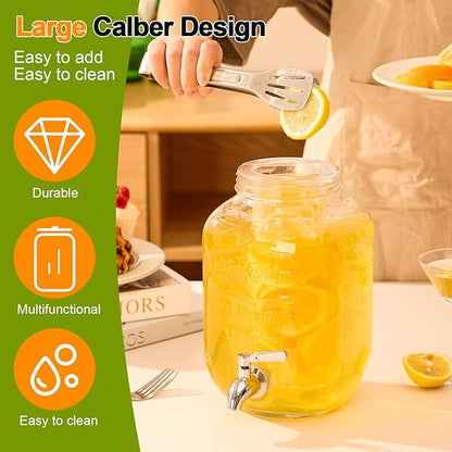 1 Gallon Beverage Dispenser, Glass Drink Dispensers