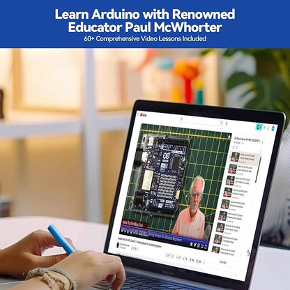 SunFounder Elite Explorer Kit with Original Arduino Uno R4 WiFi, RoHS Compliant, Bluetooth IoT ESP32 IIC LCD1602 OLED, Super Starter Kit, Online Tutorials & Video Courses for Beginners & Engineers