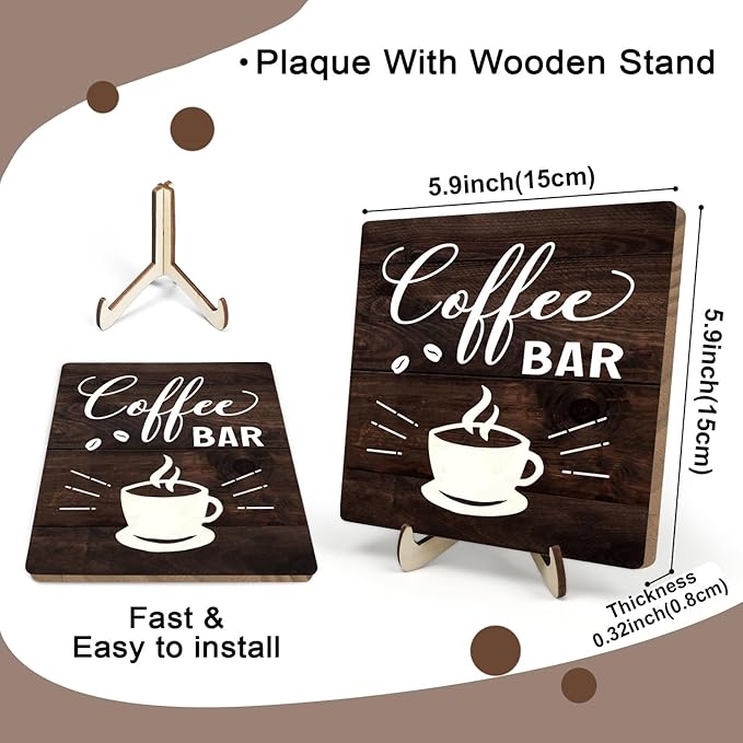 Funny Coffee Bar Decor Sign – Rustic Wooden Plaque