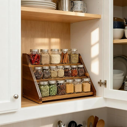 Acacia Wooden Spice Rack for Countertop