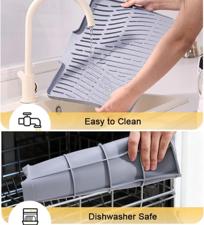 Silicone Dish Drying Mat for Kitchen Counter Sink, Non-Slip dish drying Pad
