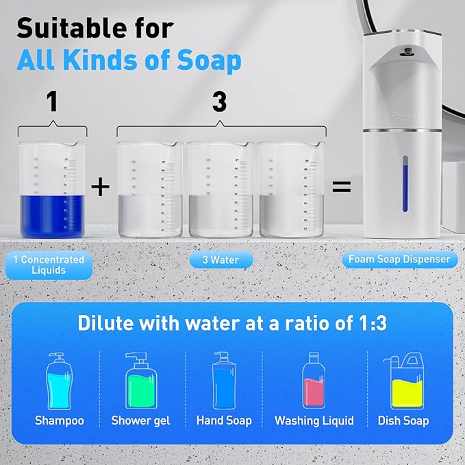 Fantictas Automatic Soap Dispenser, Touchless Hand Wall Mount Rechargeable 3