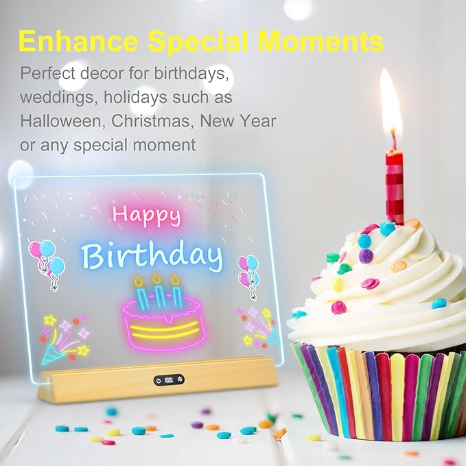 LED Note Board with Colors, Rechargeable 17-Inch Doodle Glow 9-Mode Light Up