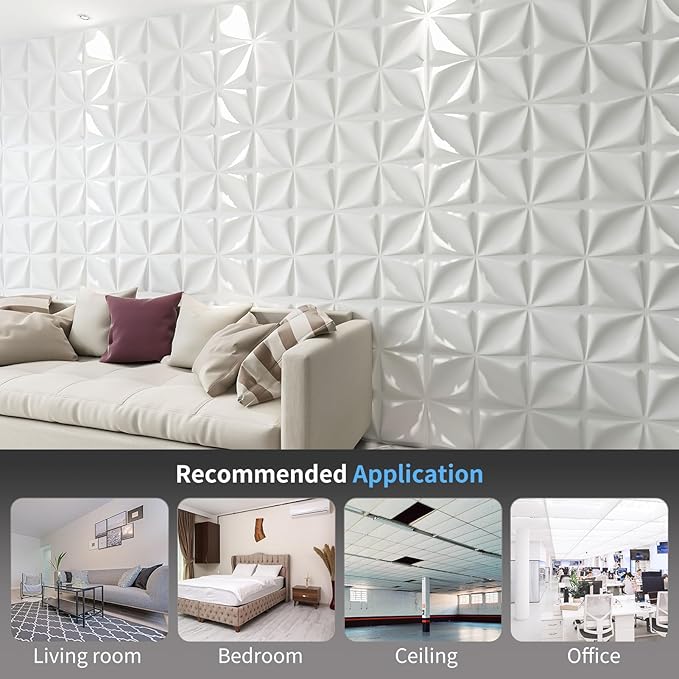 Art3d 19.7" x 19.7" 3D Wall Panels Lucky Leaves PVC Wall Panel