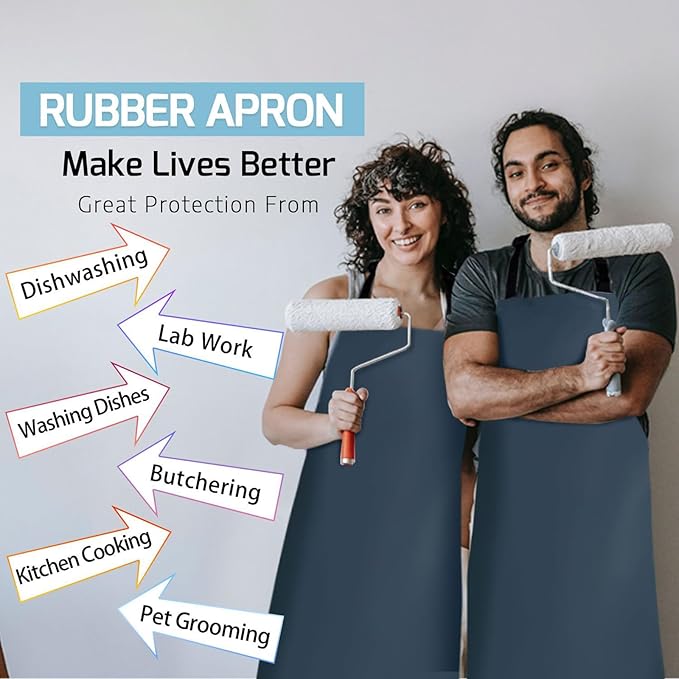Homsolver 2 Pack Waterproof Rubber Aprons, Heavy Duty Butcher