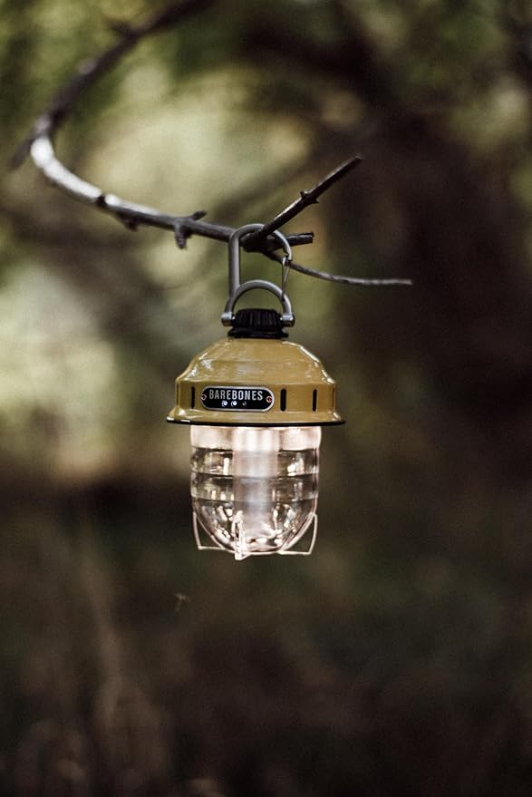 Barebones Beacon Hanging Light ??Dusty Yellow, Rechargeable LED Camping Lantern with Adjustable Brightness ??Weatherproof Vintage-Style Hanging Lantern for Outdoor Adventures and Year-Round Use